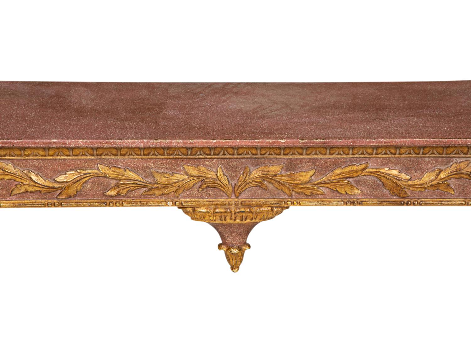 An Italian Painted Faux Marble and Parcel Gilt Console Table