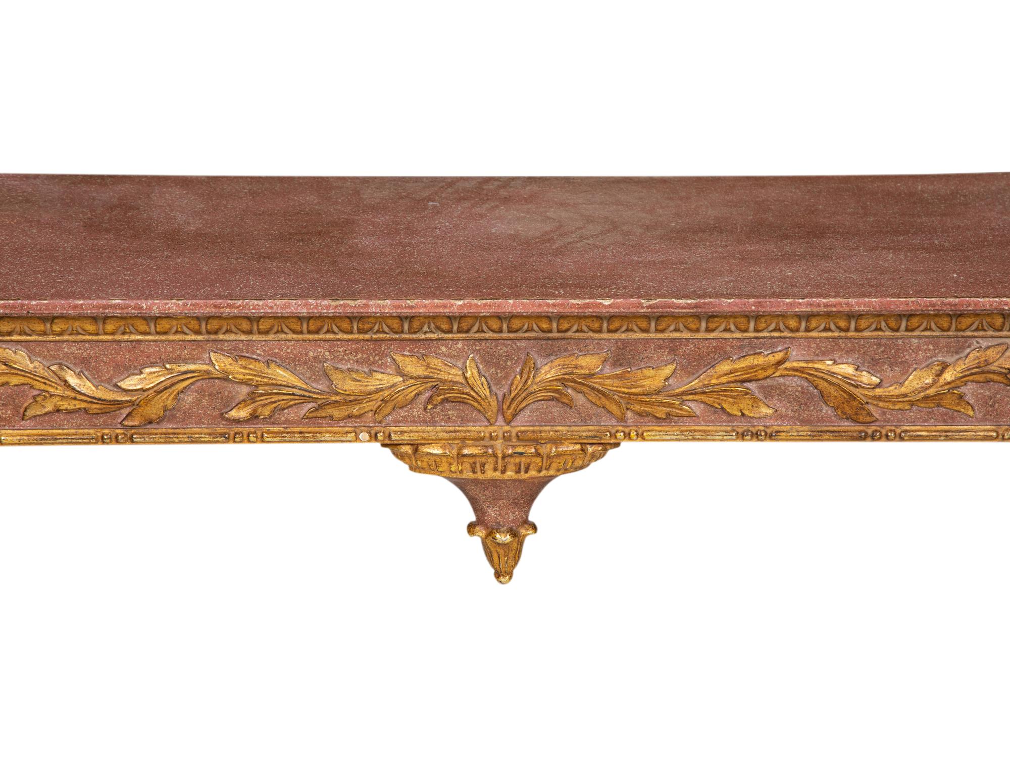 An Italian Painted Faux Marble and Parcel Gilt Console Table