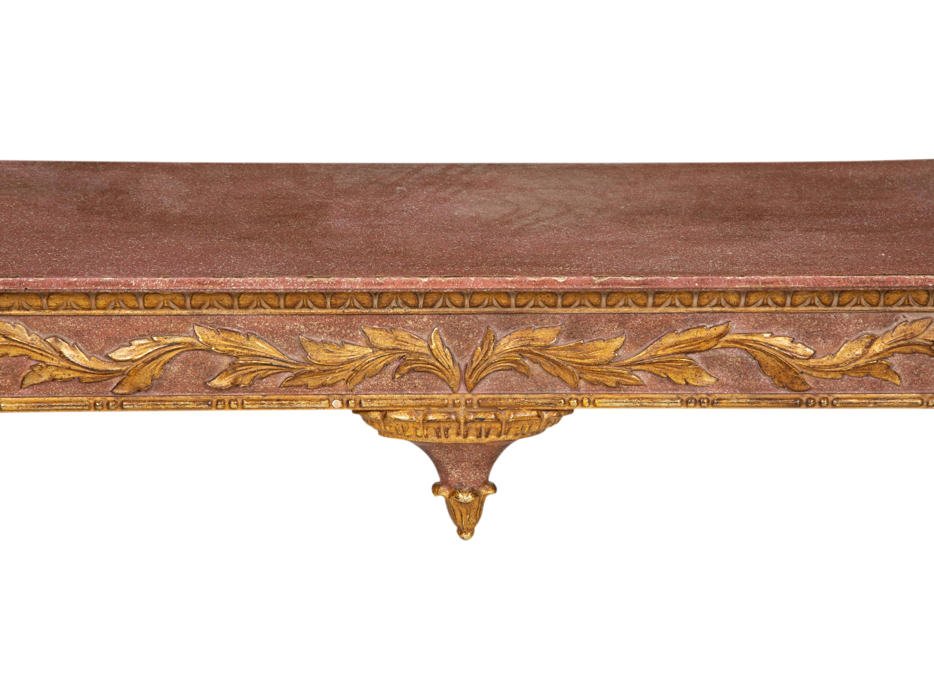 An Italian Painted Faux Marble and Parcel Gilt Console Table