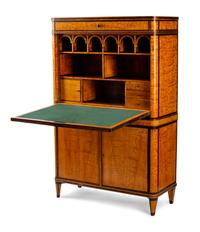 A Biedermeier Parcel Ebonized Birch Secrétaire à Abattant