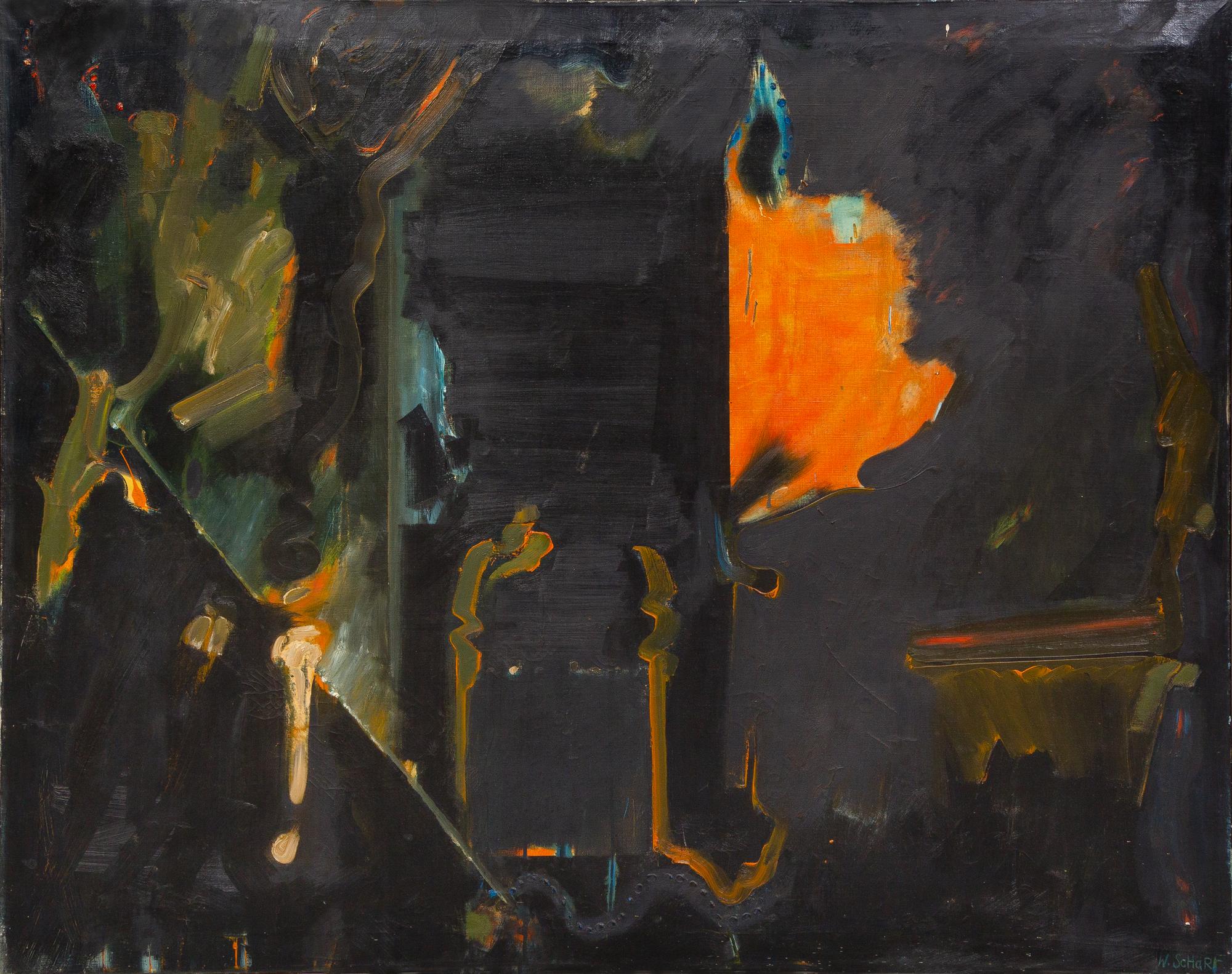 William Scharf, (American, b. 1927), Untitled (Orange and Black Abstract), 1958