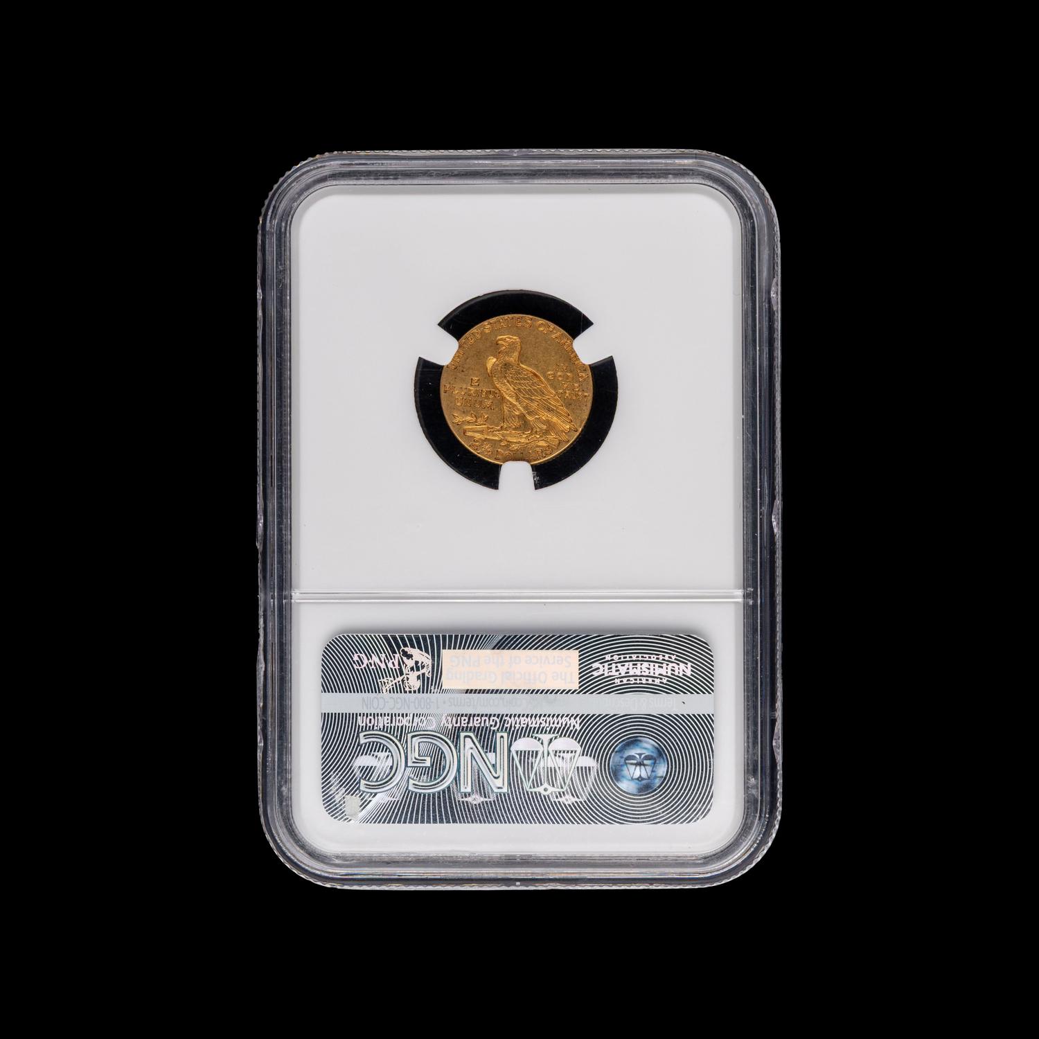 A 1914 Indian Head $2.50 Gold Coin [NGC AU58]