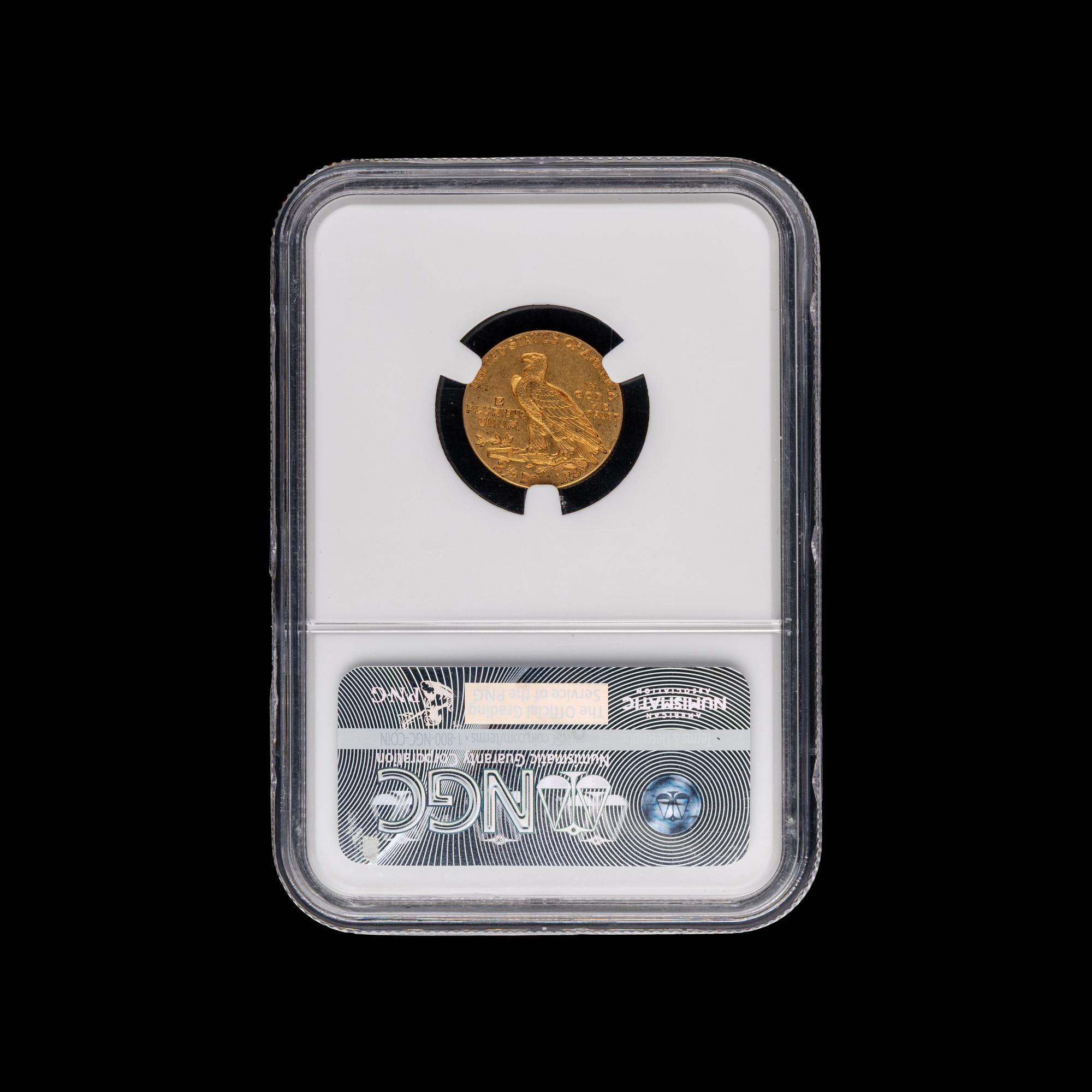 A 1914 Indian Head $2.50 Gold Coin [NGC AU58]