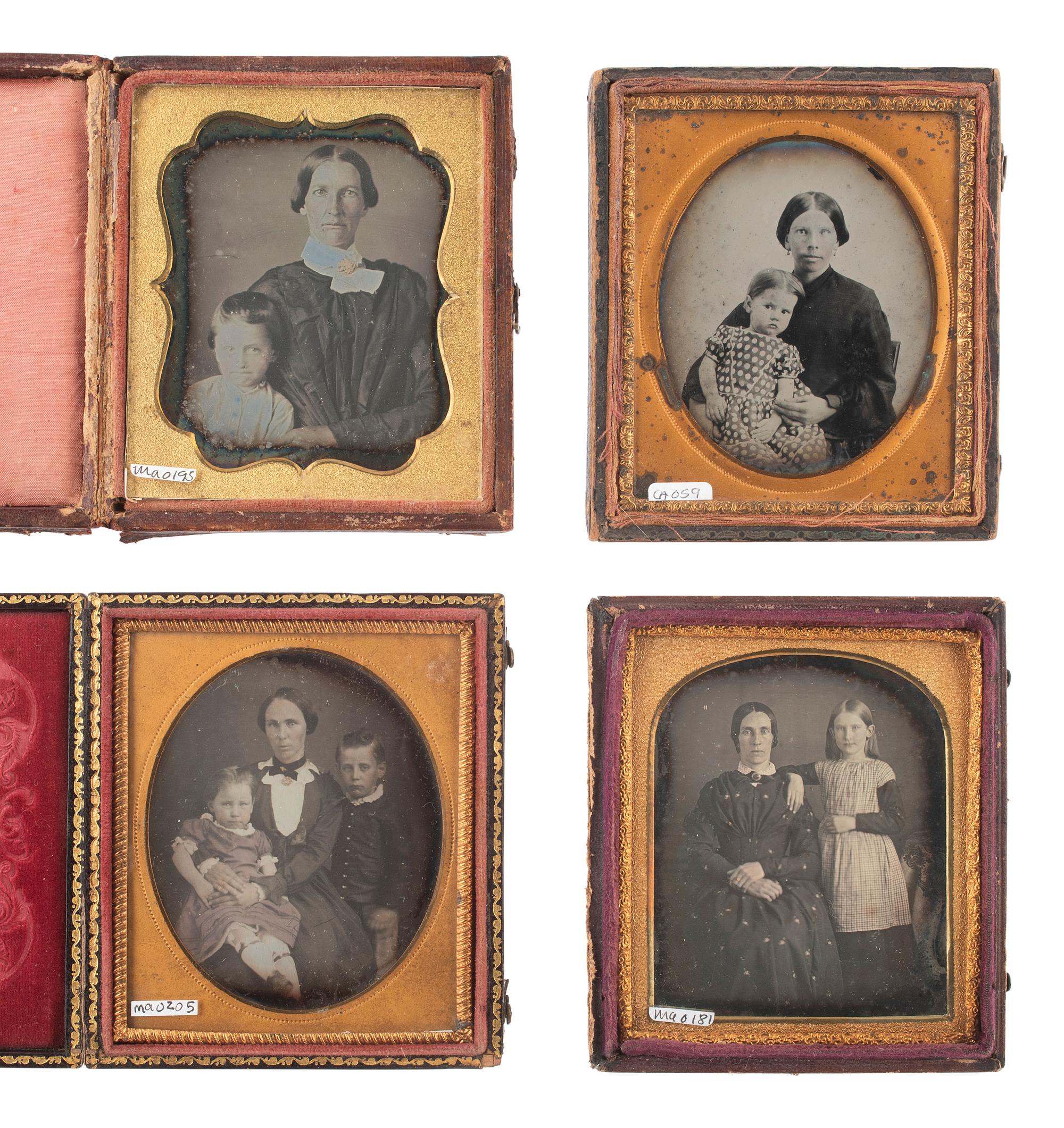 [EARLY PHOTOGRAPHY]. 16 assorted images featuring parents with children.