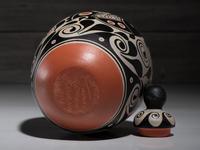 Lidded Pottery Jar, with Fish