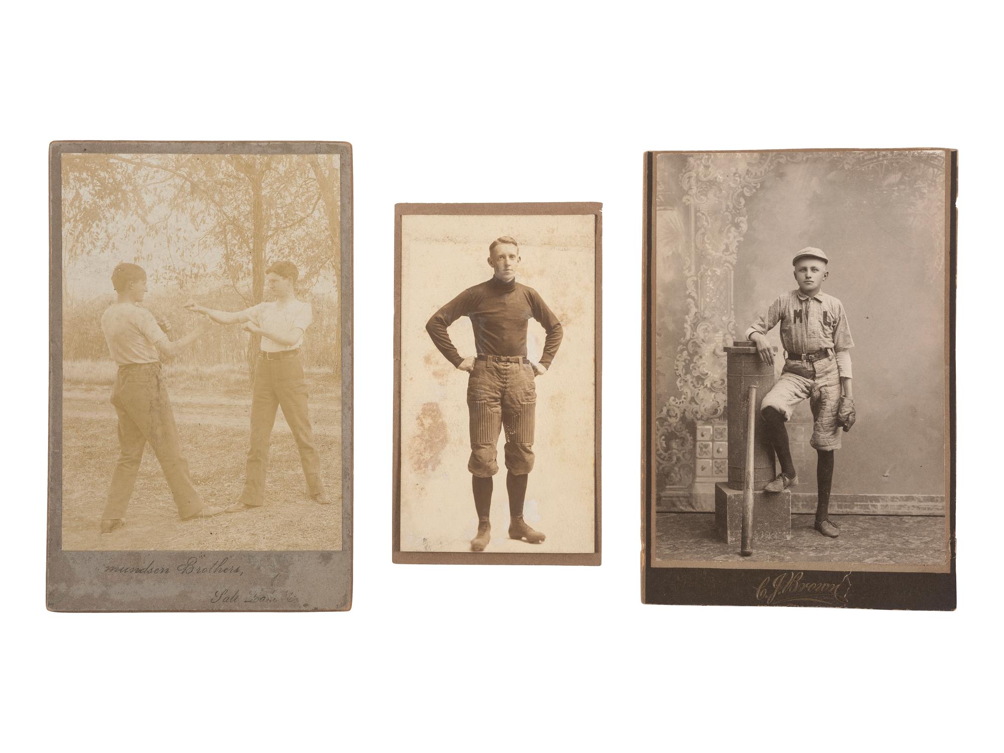 [EARLY PHOTOGRAPHY - SPORTS]. 9 photographs of various sports teams and players, including: