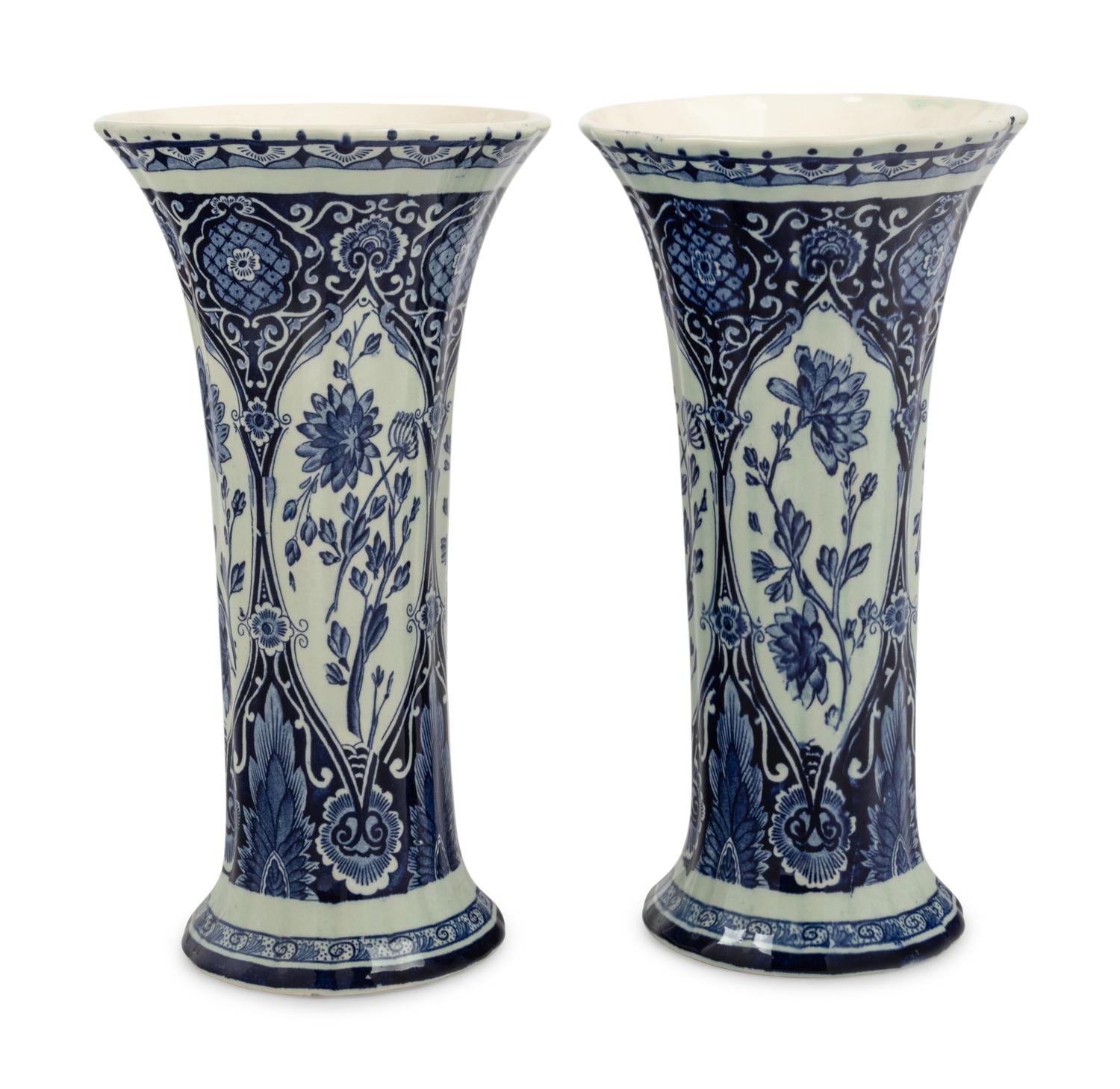 A Pair of Delft Ware Trumpet Vases