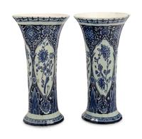 A Pair of Delft Ware Trumpet Vases