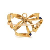 YELLOW GOLD AND ENAMEL BOW BROOCH