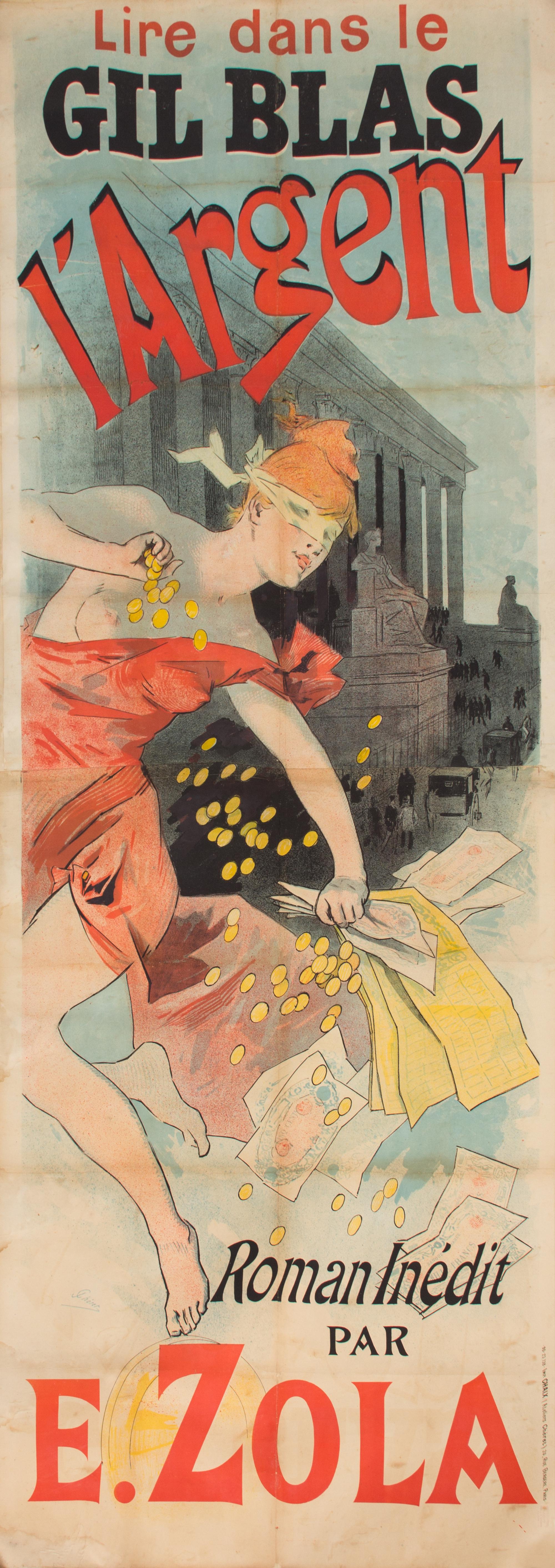Jules Cheret, (French, 1836-1923), L'Argent, par Emile Zola, circa 1890.