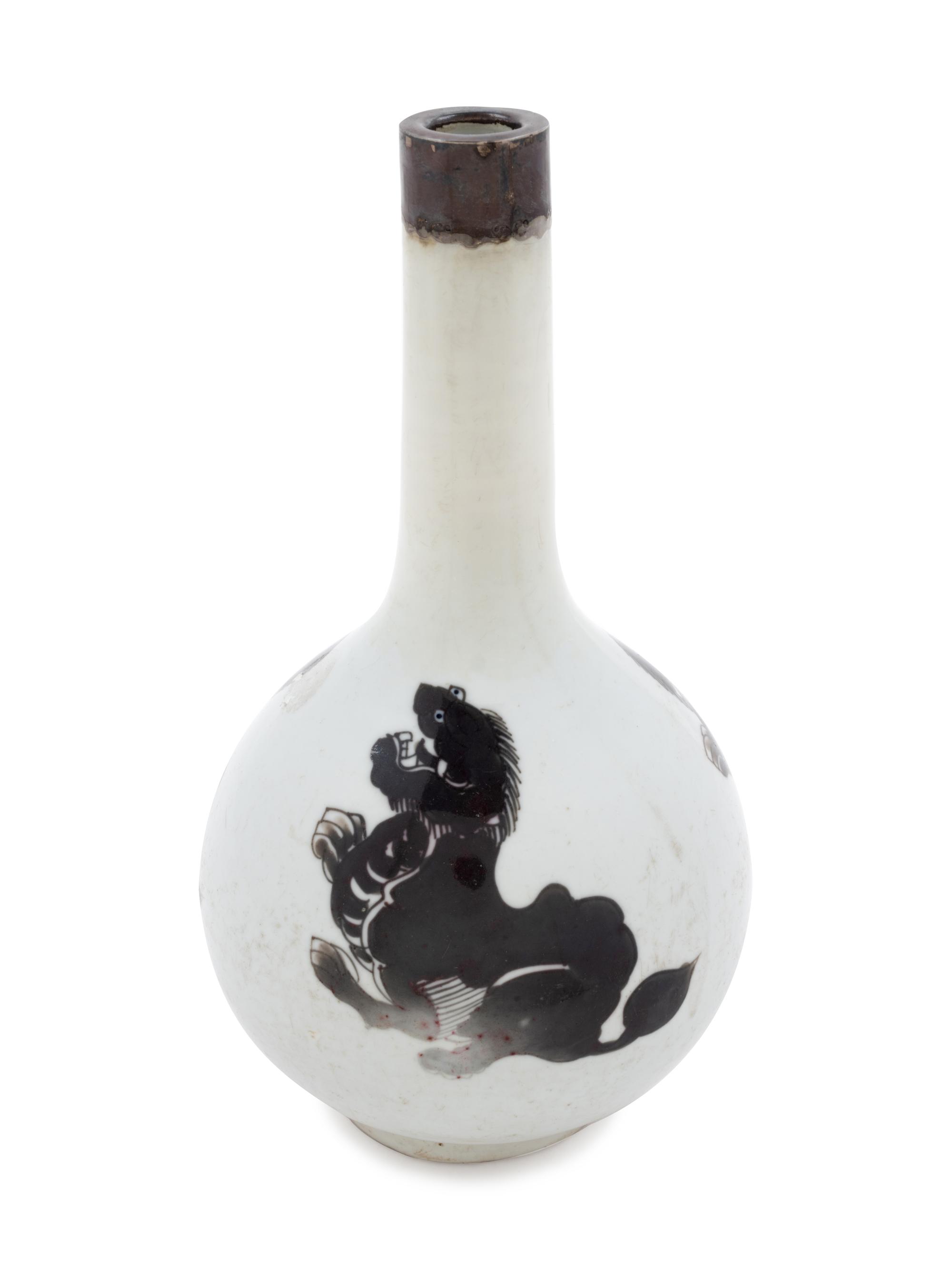 A Chinese Underglaze Red Porcelain Bottle Vase