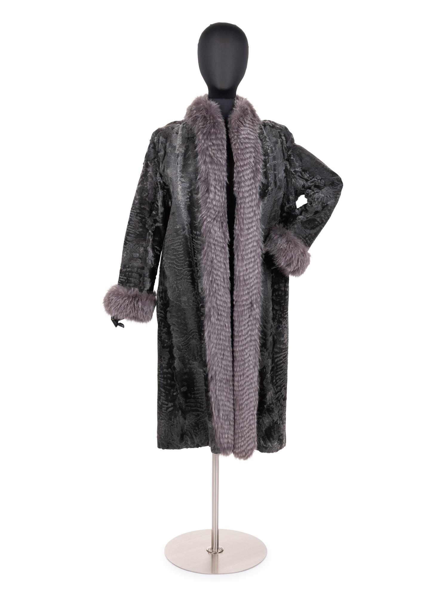 Givenchy Broadtail Coat with Fox Fur Trim, 1980-90s
