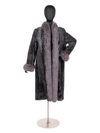 Givenchy Broadtail Coat with Fox Fur Trim, 1980-90s