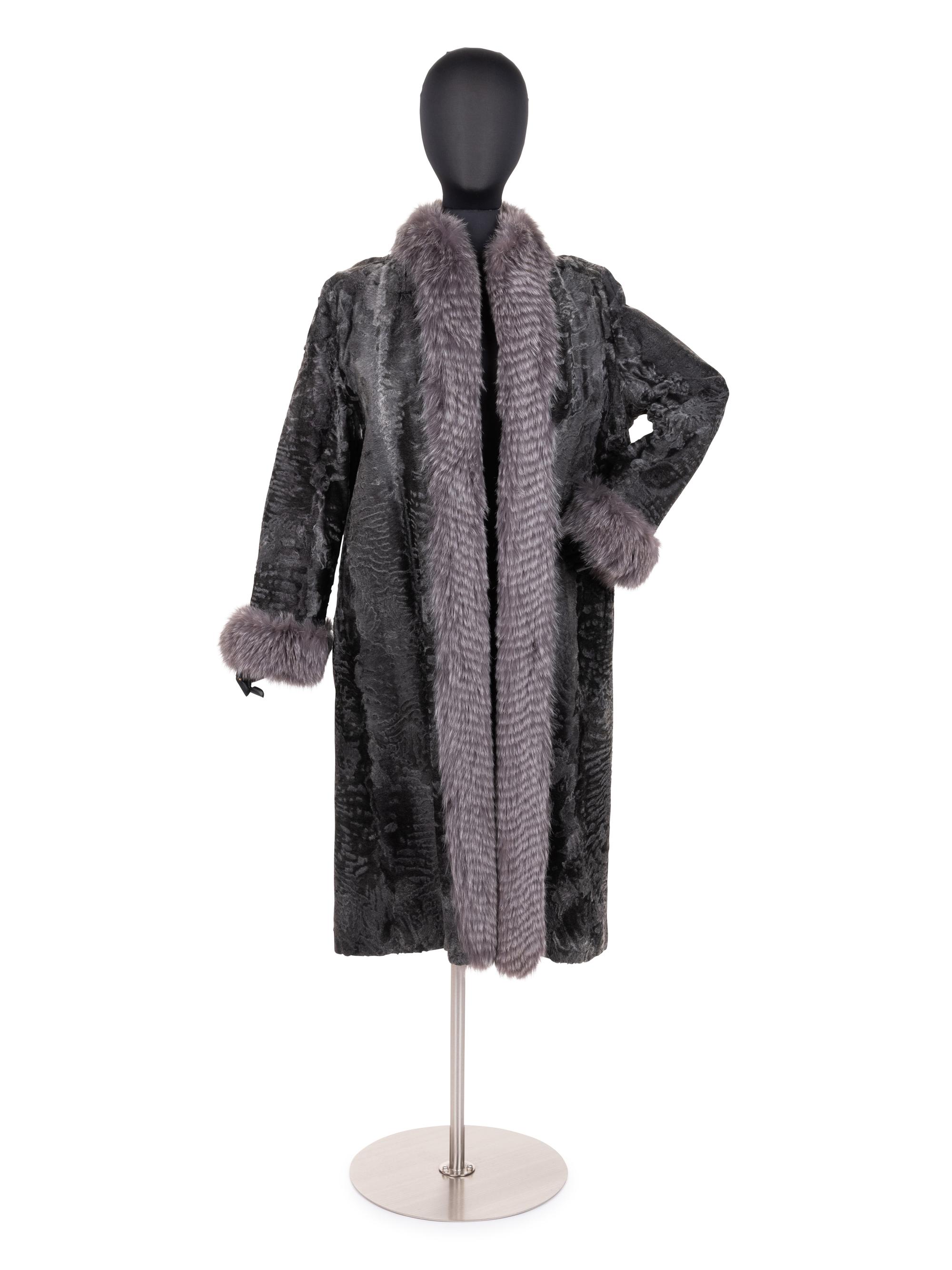 Givenchy Broadtail Coat with Fox Fur Trim, 1980-90s