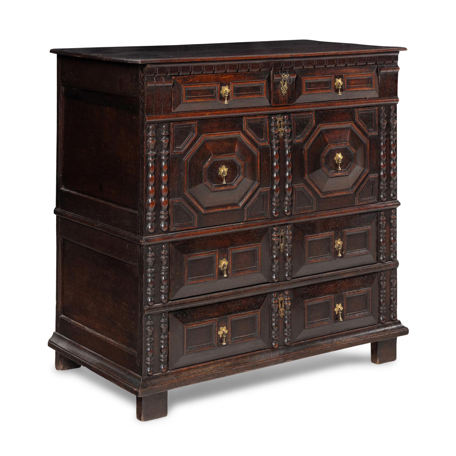 A Charles II Oak Chest of Drawers