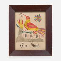 Attributed to The Robin Artist A Fraktur Drawing of a Robin