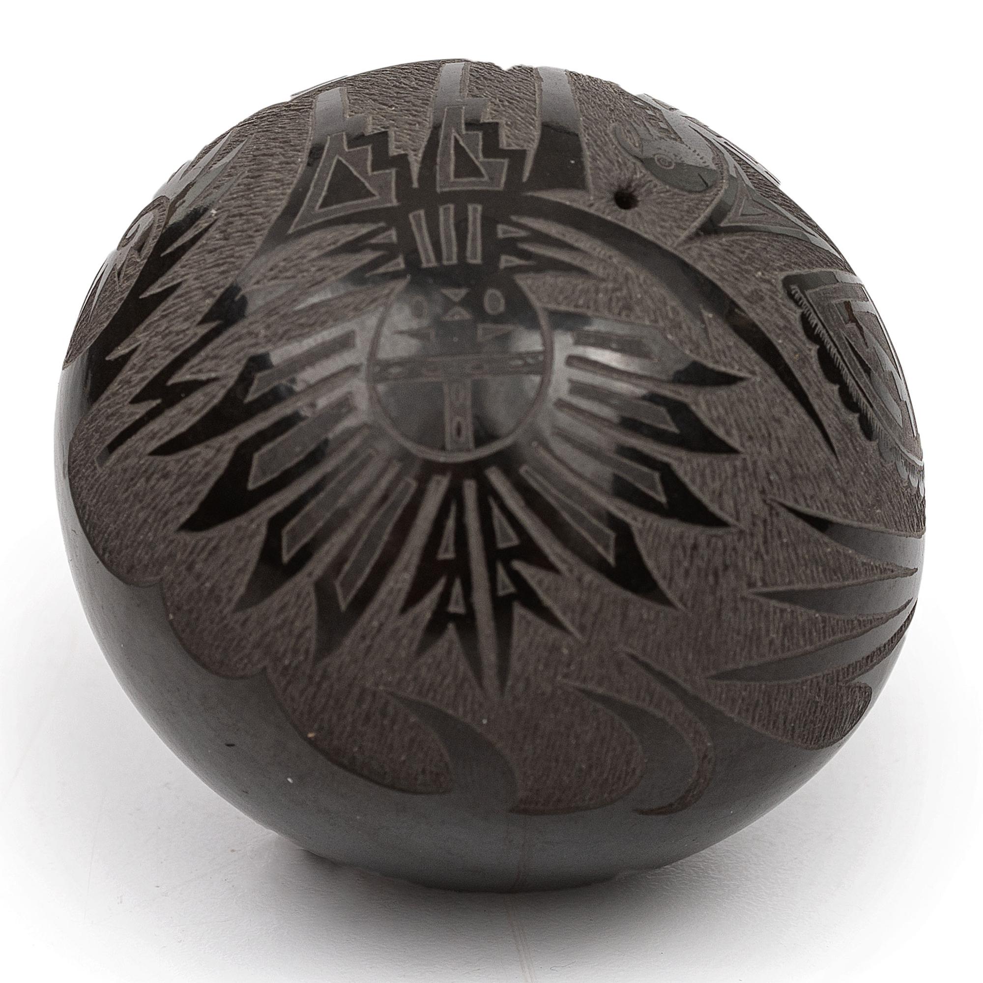 Sgraffito Blackware Seed Jar