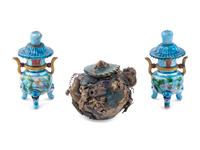 Three Chinese Enameled on Silver Scholar's Objects