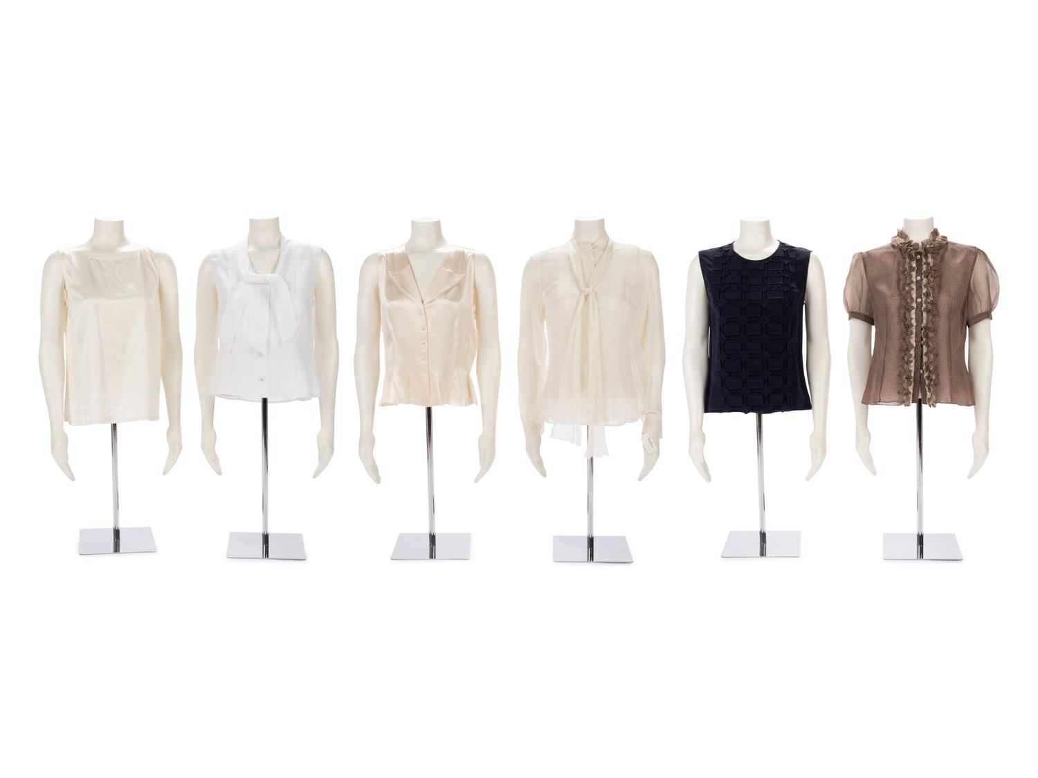 Six Designer Tops: Three Chanel, One Rena Lange, One Valentino, One Derek Lam, ca.2002-2009