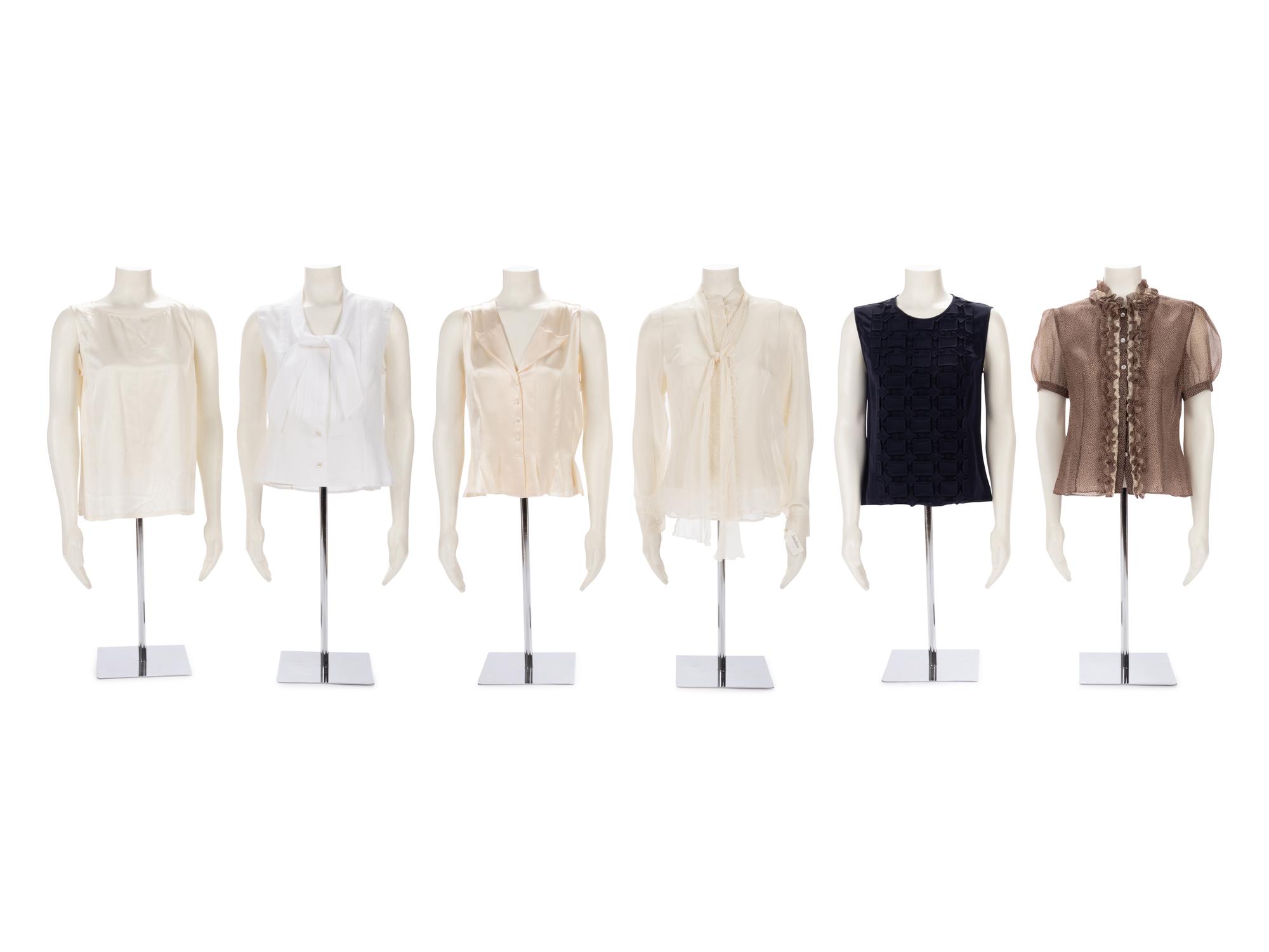 Six Designer Tops: Three Chanel, One Rena Lange, One Valentino, One Derek Lam, ca.2002-2009