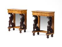 A Pair of Directoire Style Burlwood Console Tables