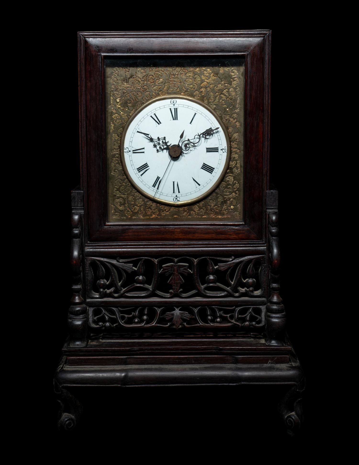 A Chinese Export Rosewood Clock