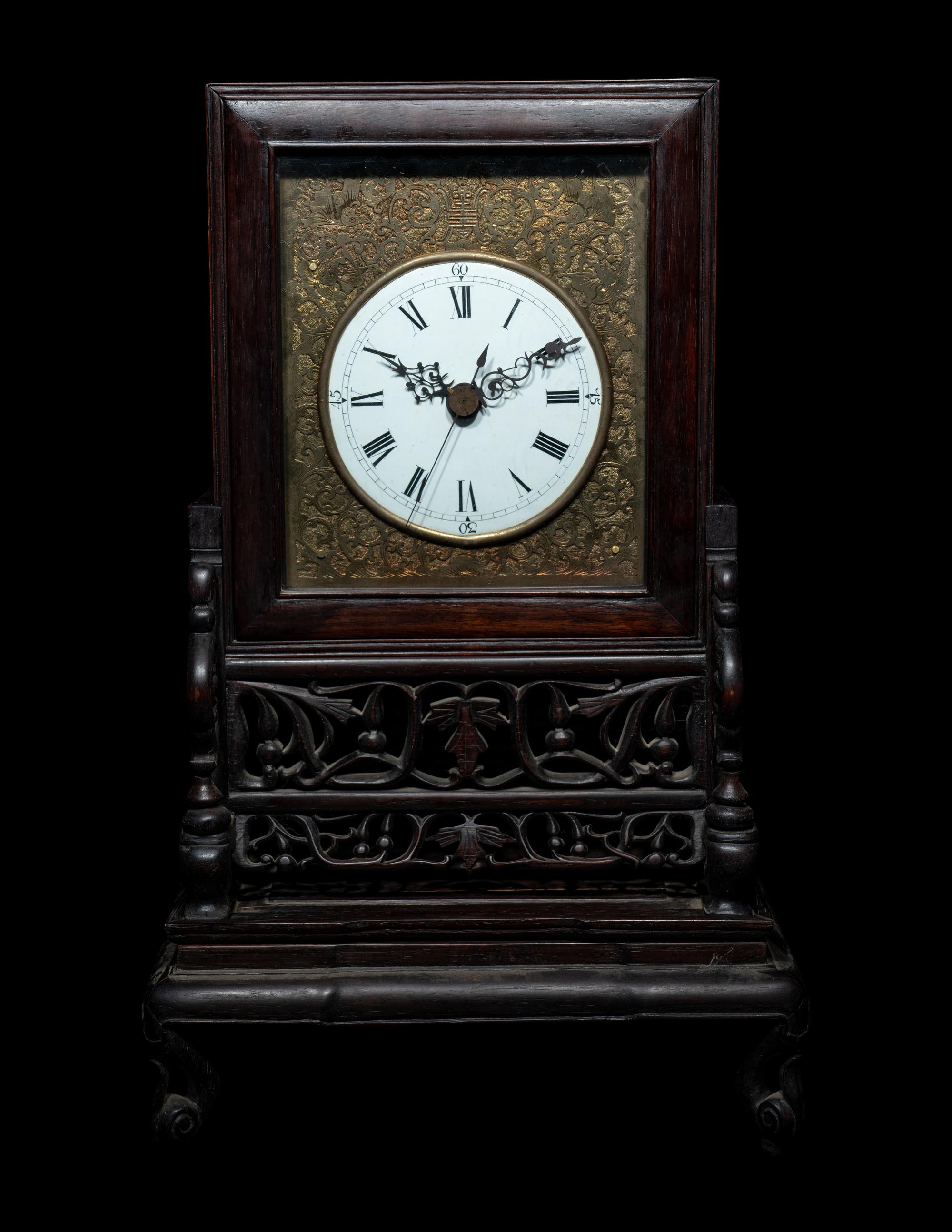 A Chinese Export Rosewood Clock
