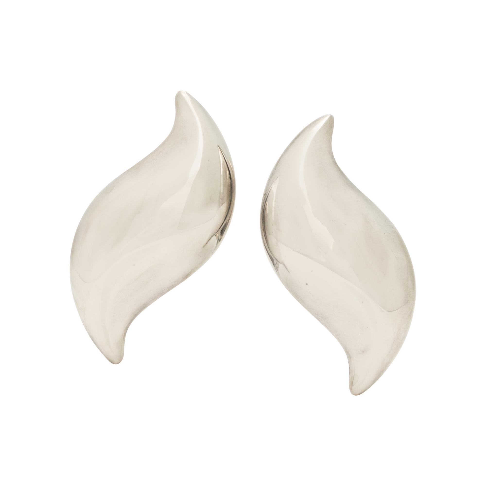 Tiffany & Co., Elsa Peretti, 'Feather', Sterling Silver Earrings
