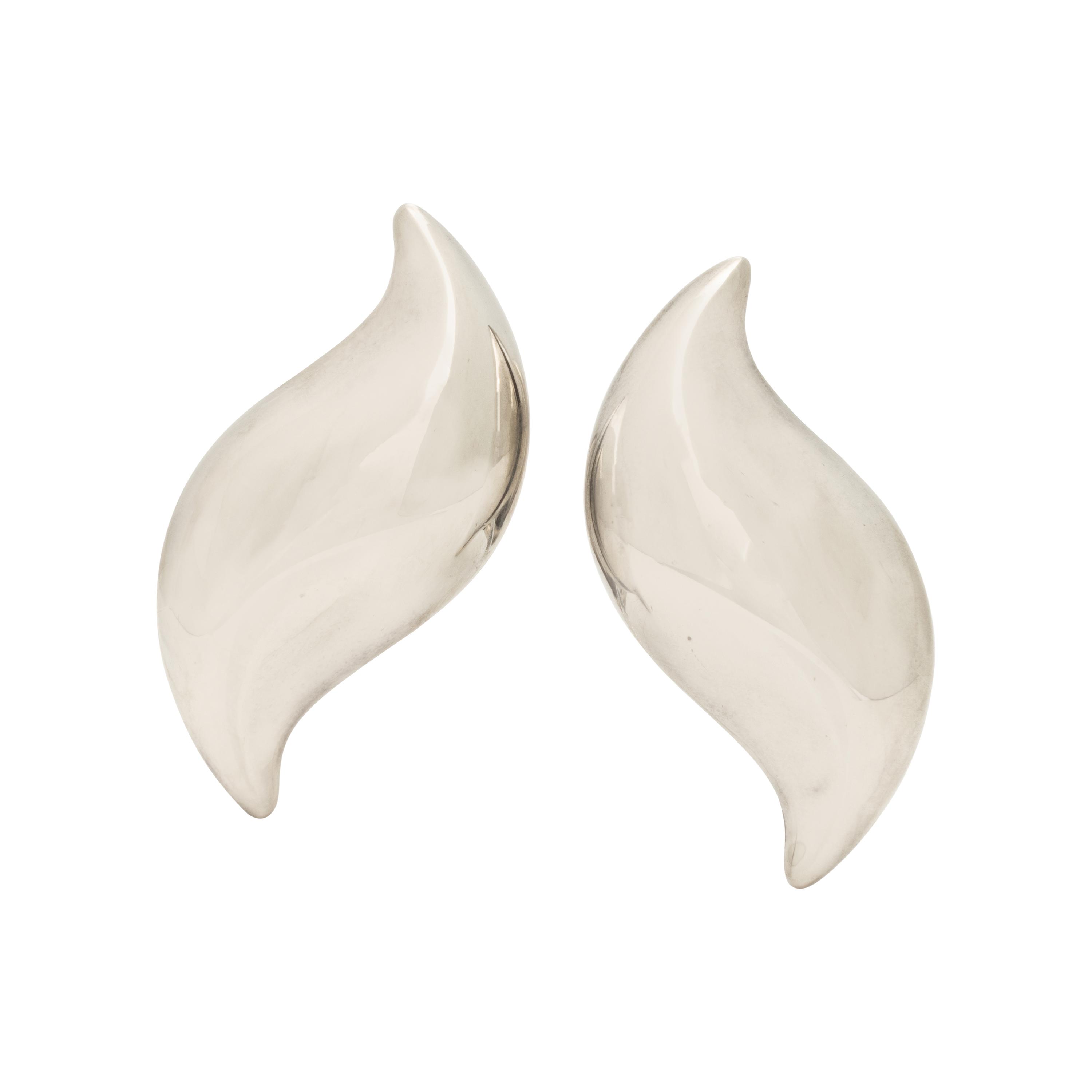 Tiffany & Co., Elsa Peretti, 'Feather', Sterling Silver Earrings