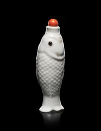 A Blanc-de-Chine Porcelain Fish-Form Snuff Bottle