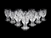 A Set of Sixteen William Yeoward Etched Glass Wine Goblets