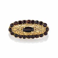GARNET AND YELLOW GOLD BROOCH
