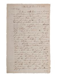 PICKERING, Timothy (1745-1829). Autograph letter signed ("T. Pickering QMG") as Quartermaster General of the Continental Army. Newburgh, 17 March 1783.
