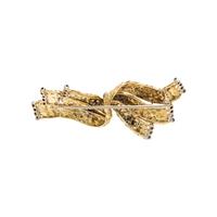 YELLOW GOLD, SAPPHIRE AND DIAMOND BOW BROOCH
