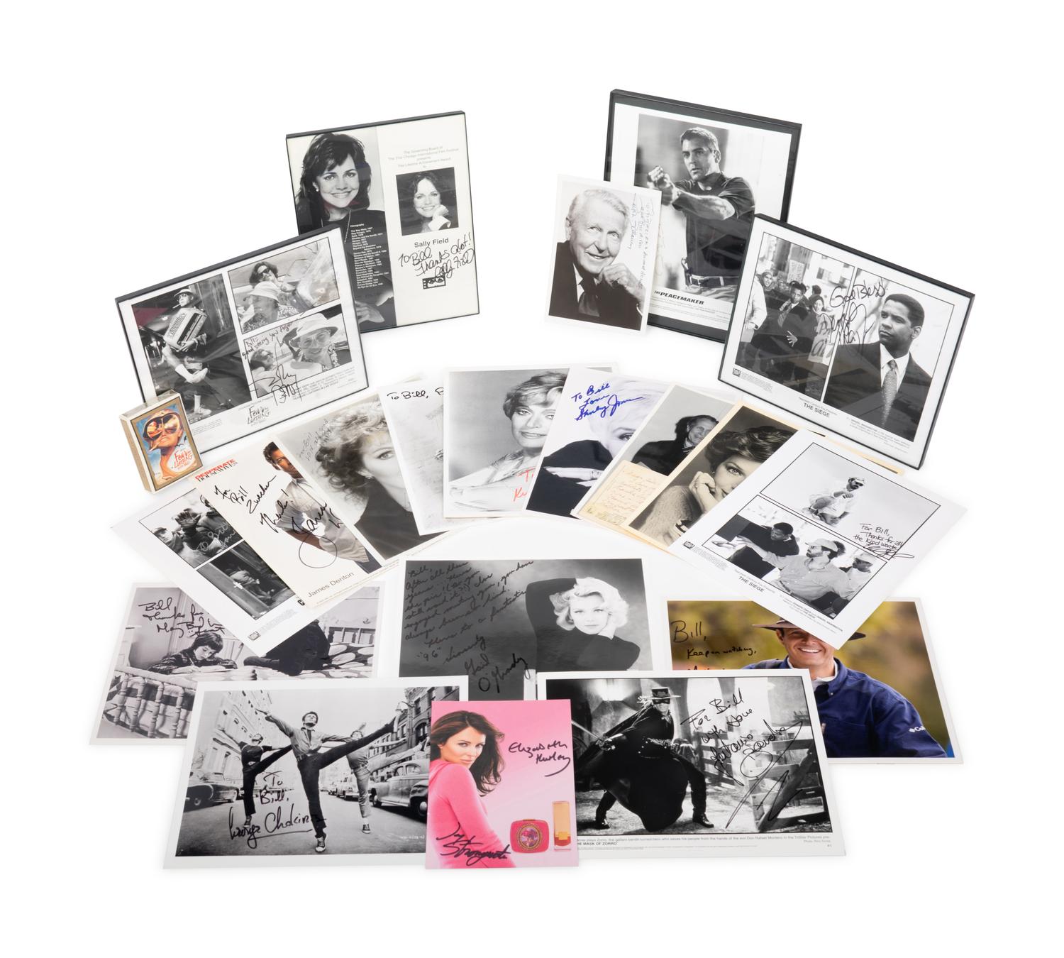(Celebrity) A group of 16 autographed celebrity photos, comprising: