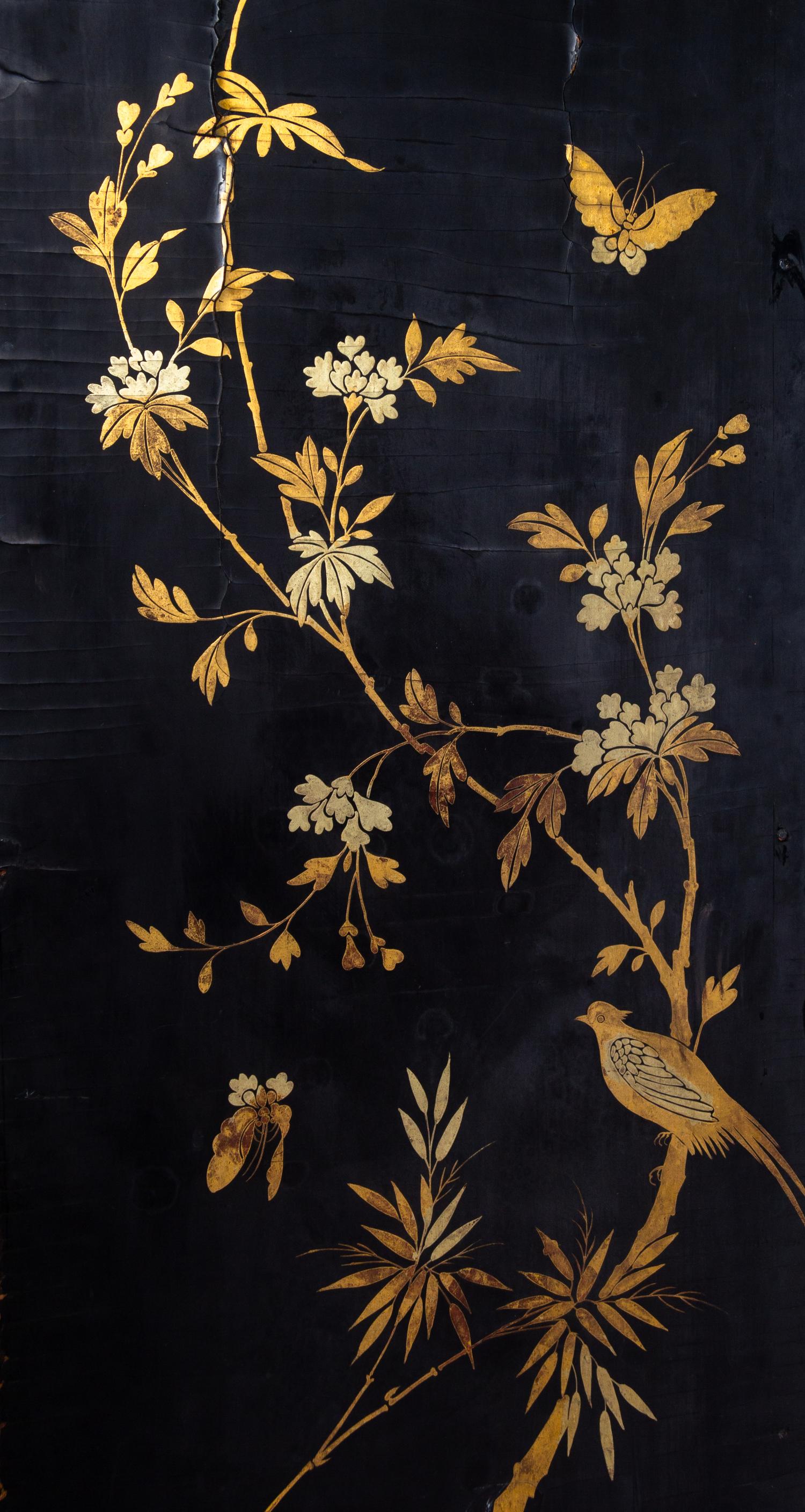 A Chinese Export Lacquer Six-Panel Floor Screen