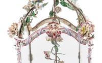 A French Gilt Metal, Porcelain and Tôle Four-Light Lantern