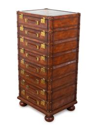 A Contemporary Leather-Clad Tall Chest of Drawers — 20TH CENTURY