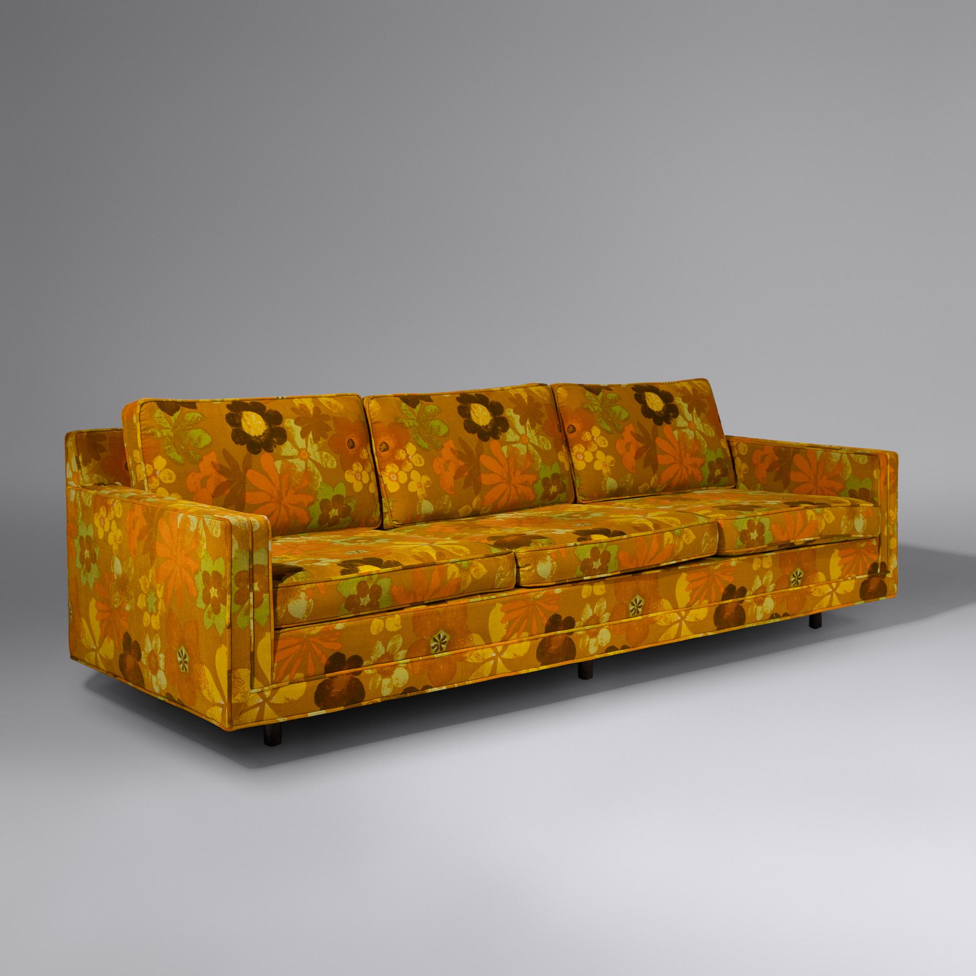 Tuxedo sofa in Jack Lenor Larsen velvet