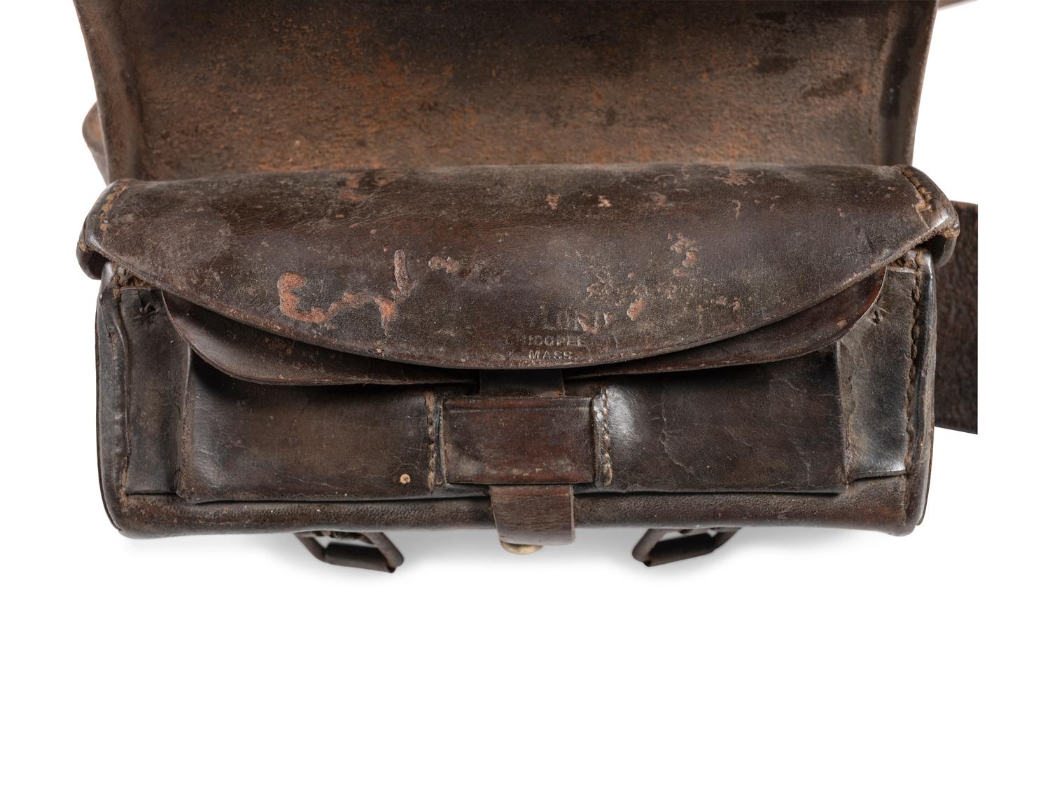 Complete leather carbine sling with attached Burnside cartridge box.