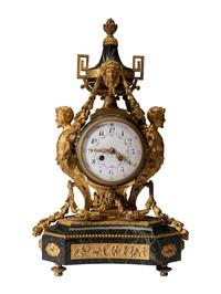 A Napoleon III Gilt Bronze and Marble Clock