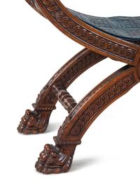 A Pair of Baroque Style Carved Walnut Stools