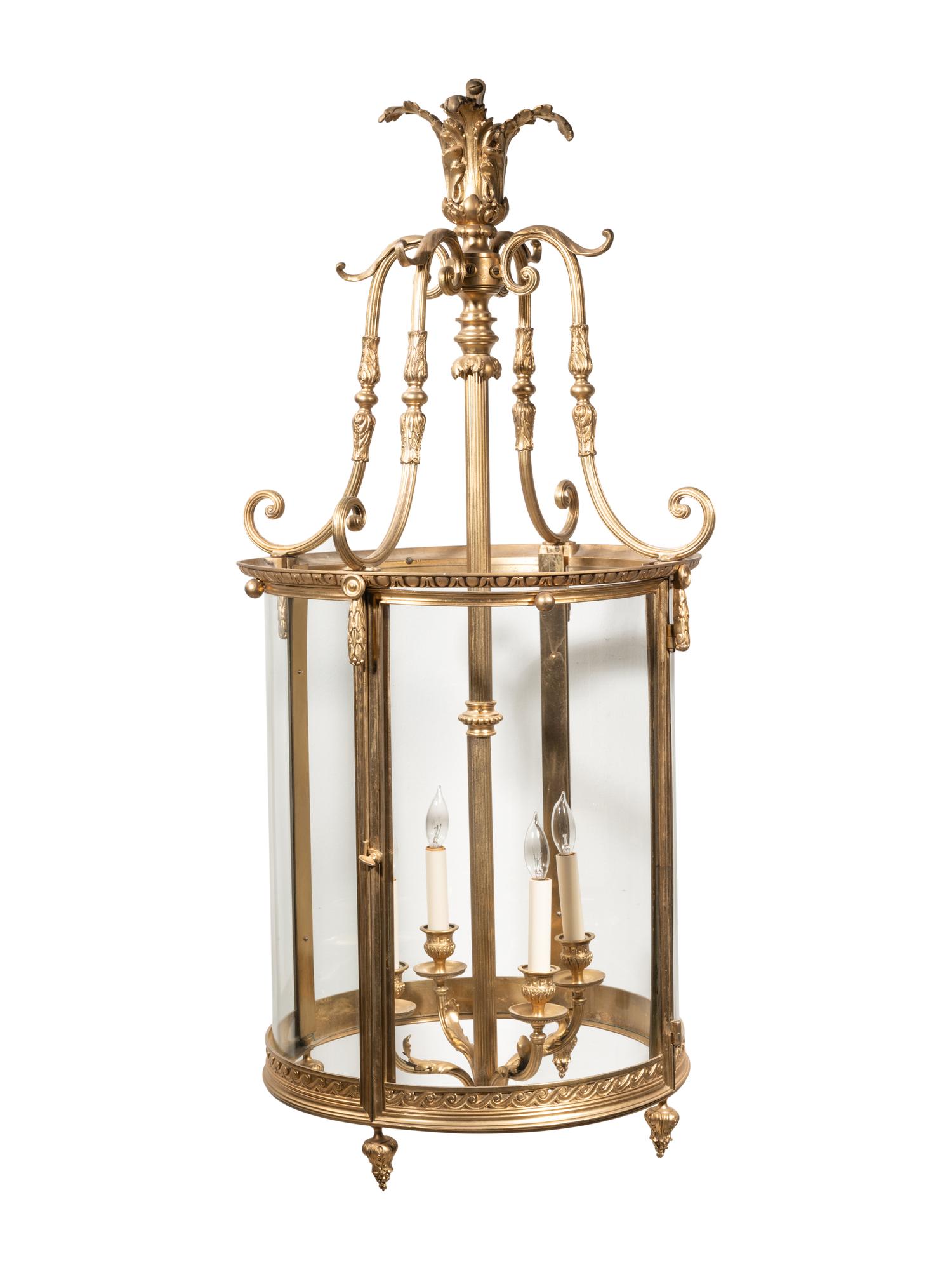 A Neoclassical Style Gilt Bronze Hall Lantern