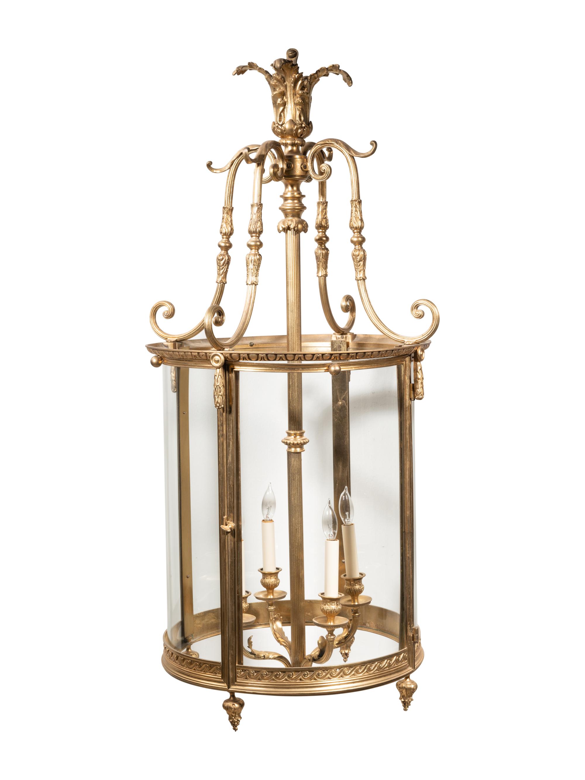 A Neoclassical Style Gilt Bronze Hall Lantern