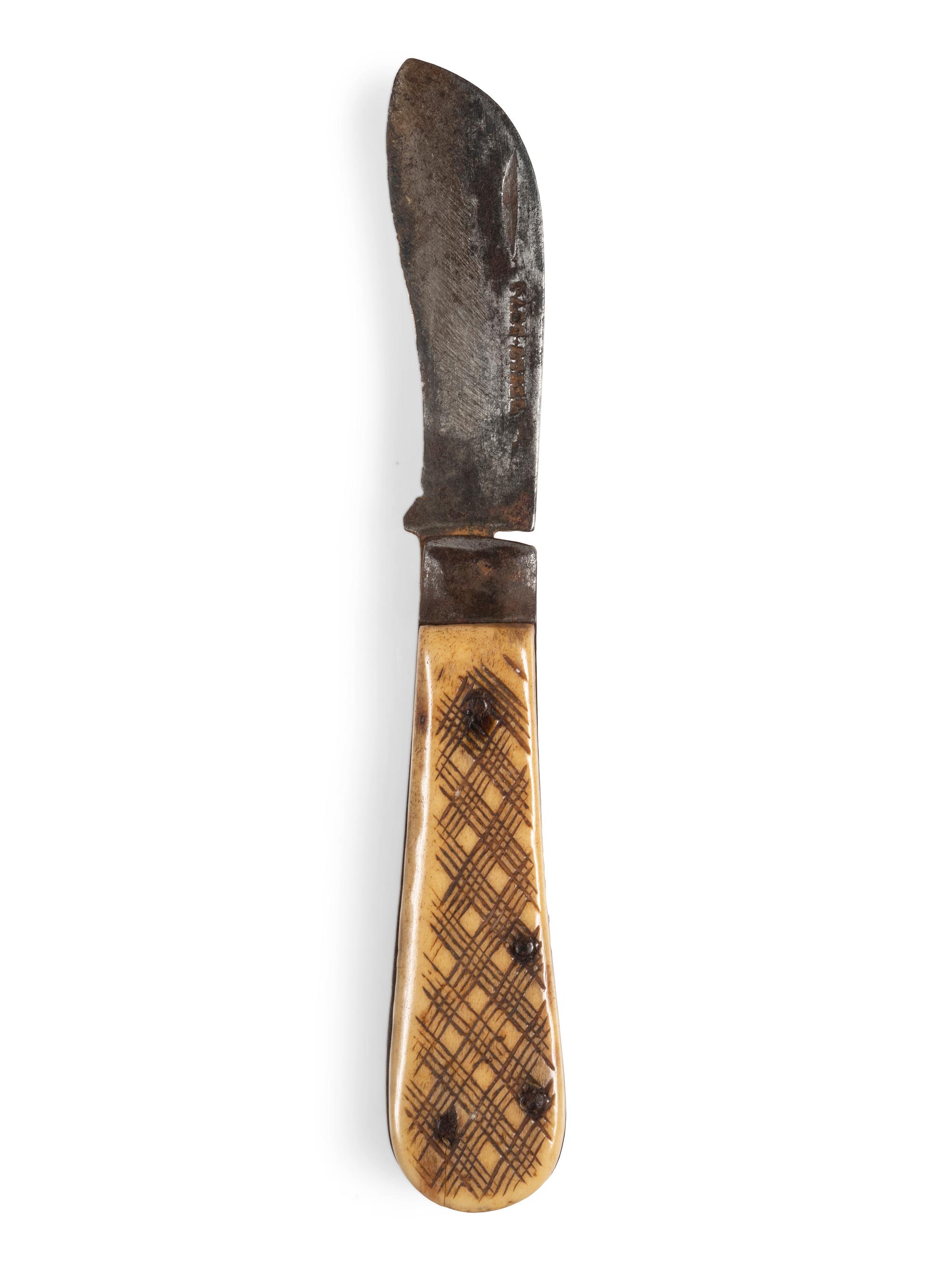 A group of 3 items, incl. Civil War soldier's folk art wood carving from Camp Falmouth, Virginia. 1862.