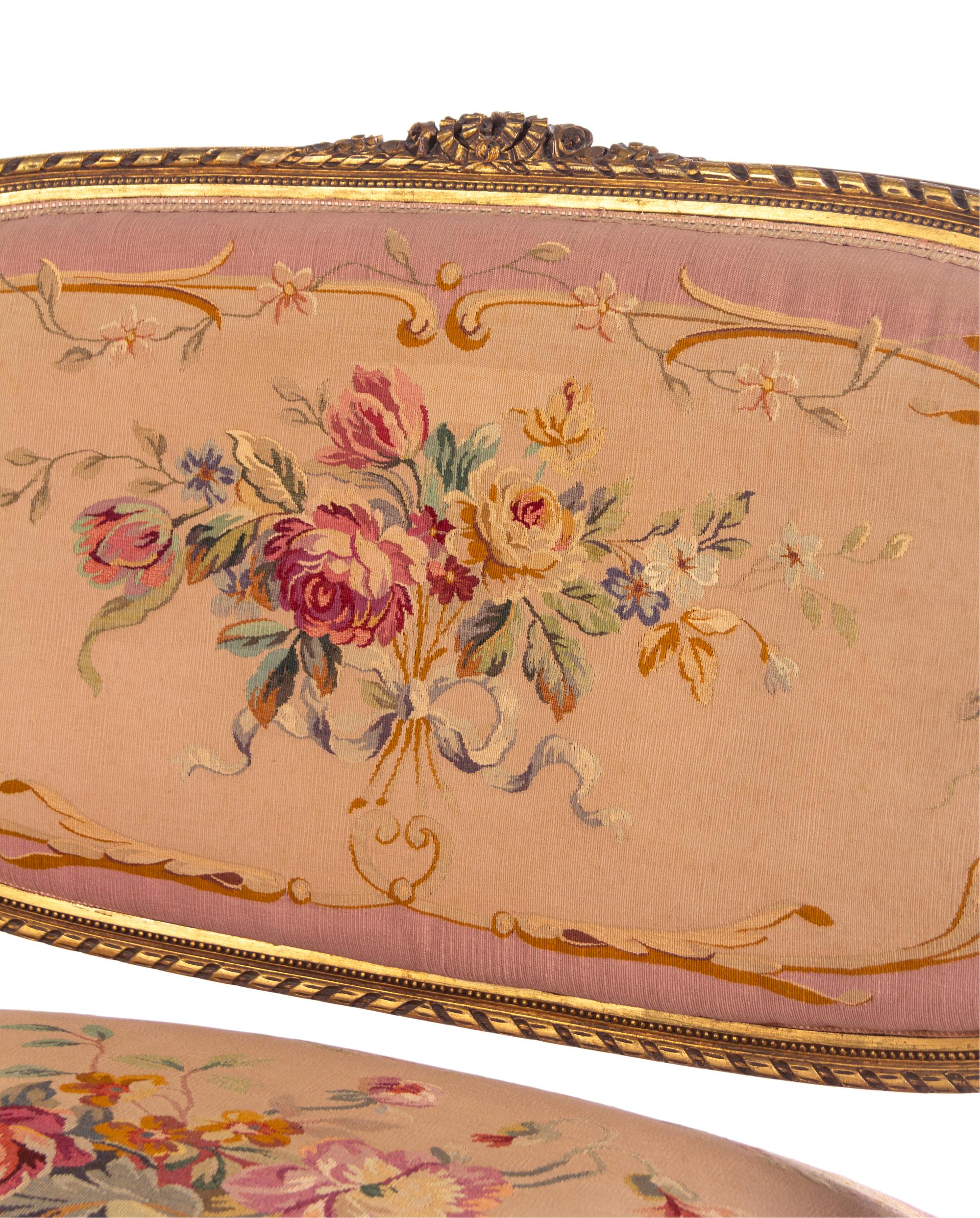 A Louis XVI Style Giltwood Parlor Suite