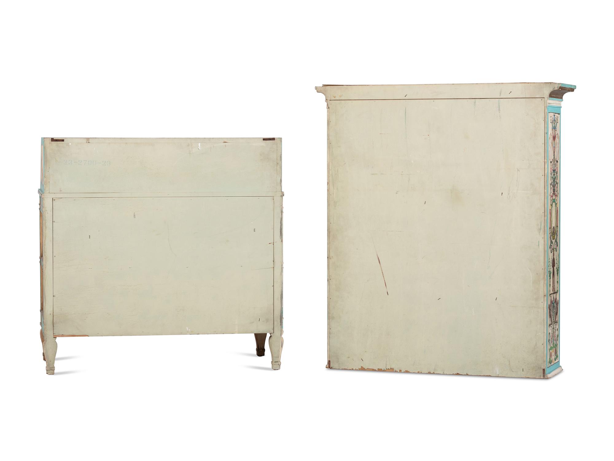 An Italian Painted Bureau Bookcase