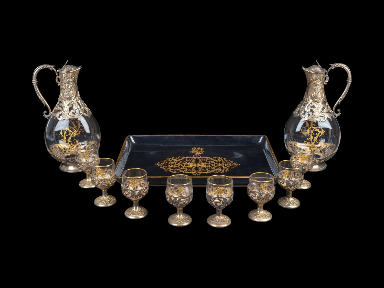 A French Silver Gilt and Crystal Decanter Set — 19TH CENTURY