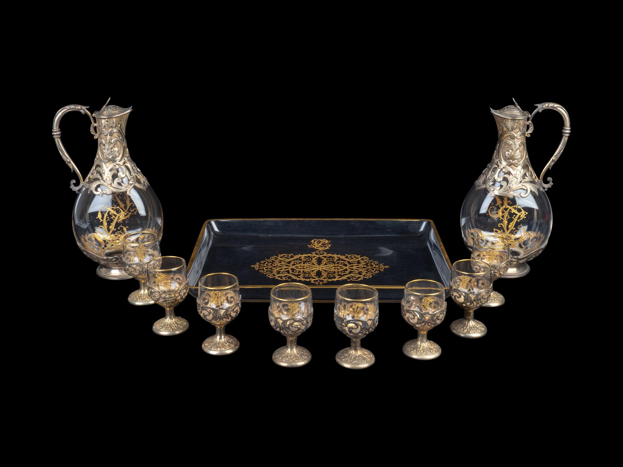 A French Silver Gilt and Crystal Decanter Set — 19TH CENTURY
