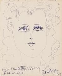 Françoise Gilot (French, 1921-2023) Together with Javier Vilató (Spanish, 1921-2000) — Feuillets du Livre d'Or de 'Chez Paulette' , 1946 (A Pair of Works)